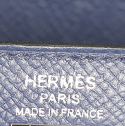 Borsa Hermès Kelly 25 cm in pelle Epsom tricolore blu scuro Bleu Atoll e nera