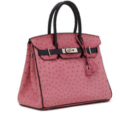 Hermès
Fuchsia and Black Ostrich HSS Birkin 30 Palladium Hardware, 2011