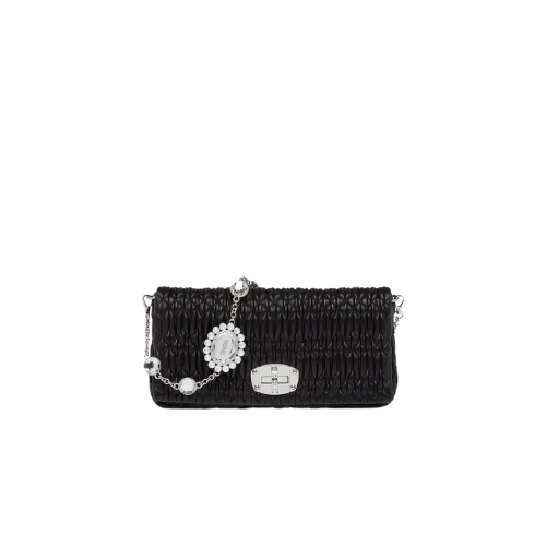 Borsa a spalla Miu Crystal in Nappa Cloqué