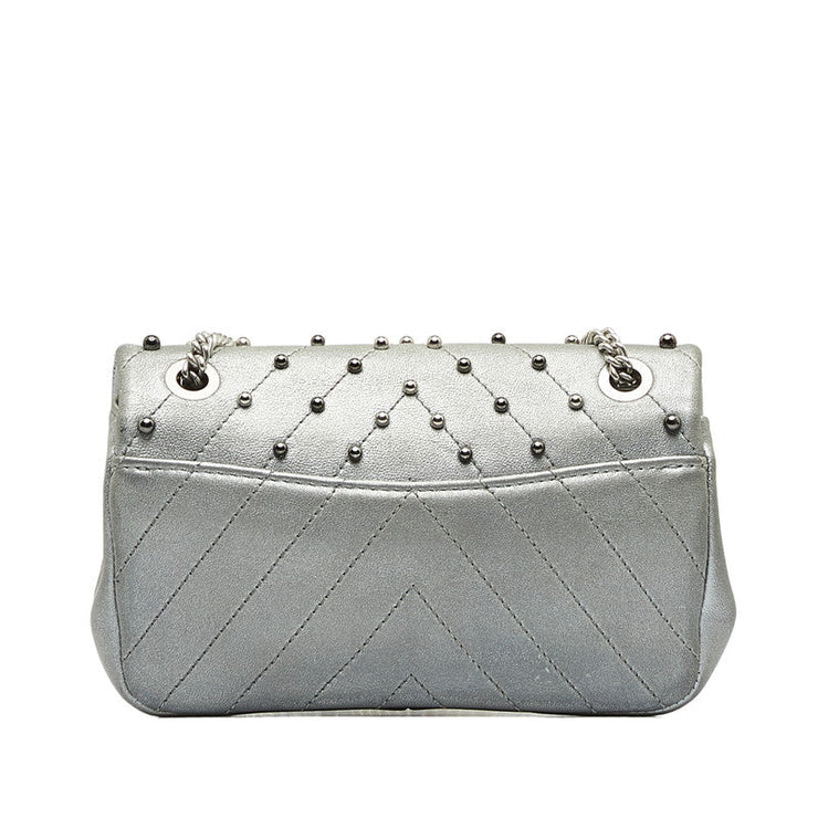 Chanel CC Chevron Studded Leather Flap Bag