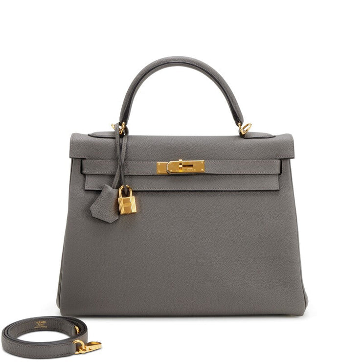 Hermès Gris Etain Retourne Togo Kelly 32 Gold Hardware, 2020