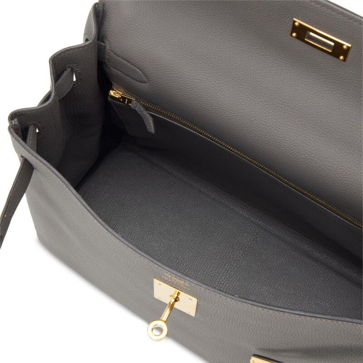 Hermès Gris Etain Retourne Togo Kelly 32 Gold Hardware, 2020